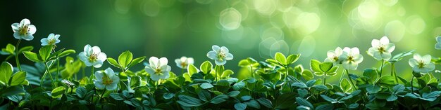 Photo white flowers in green foliage