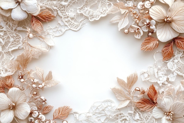 White Flowers and Lace Frame