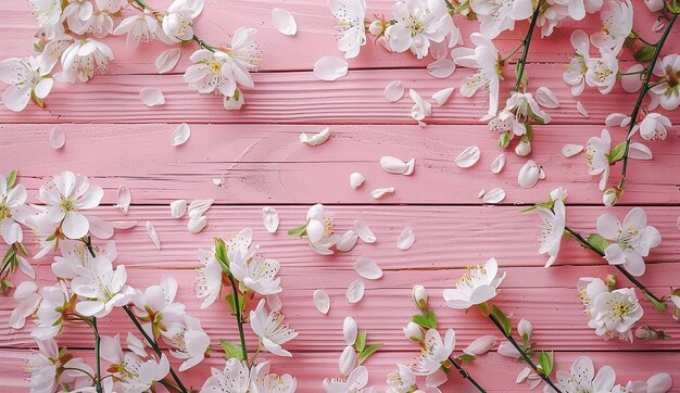 white flowers on a pink background free space text