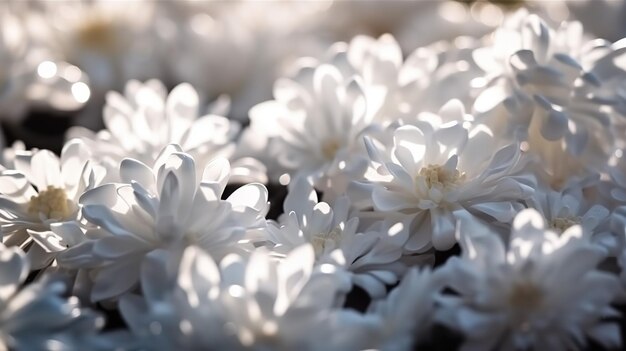 White flowers in sunlightBeautiful decorative backgroundGenerative ai