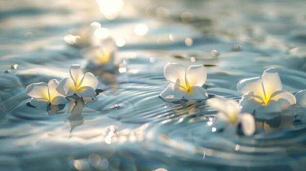 white flowers on the surface of the water