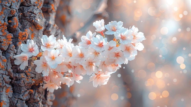 White flowers on a tree HD 8K wallpaper Stock Photographic Image