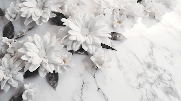 White flowers on a white backgroundBeautiful decorative designGenerative ai