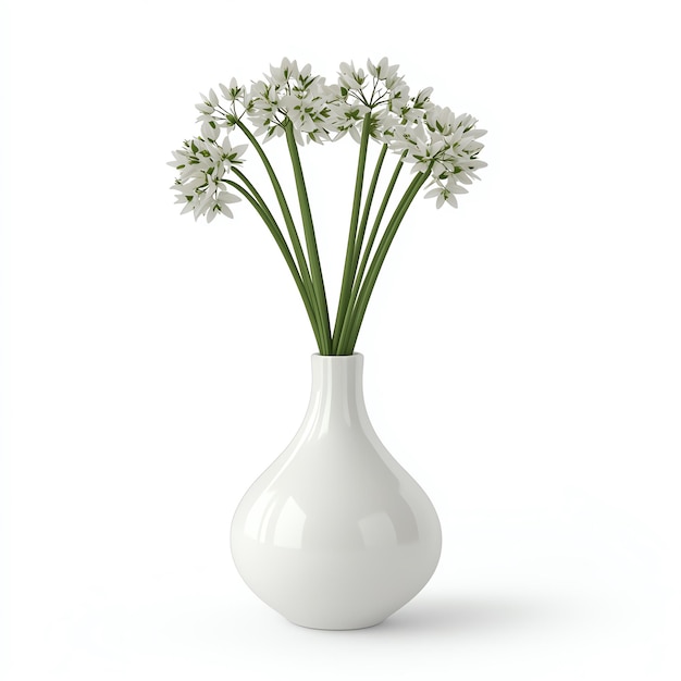 Photo white flowers in a white vase isolated on white background