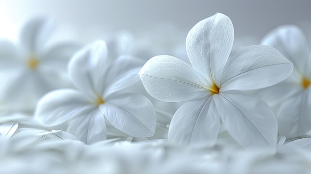 Photo white flowers with yellow centers on a white background