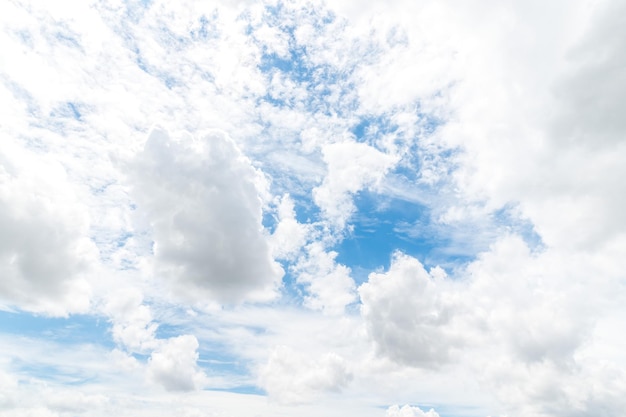 White fluffy clouds in blue sky