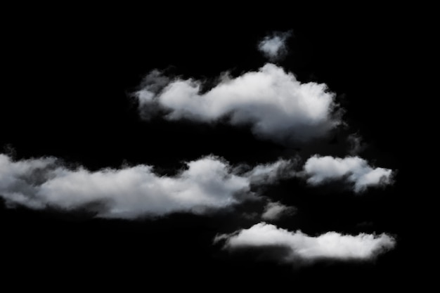 White fluffy clouds isolated on a black background clipart