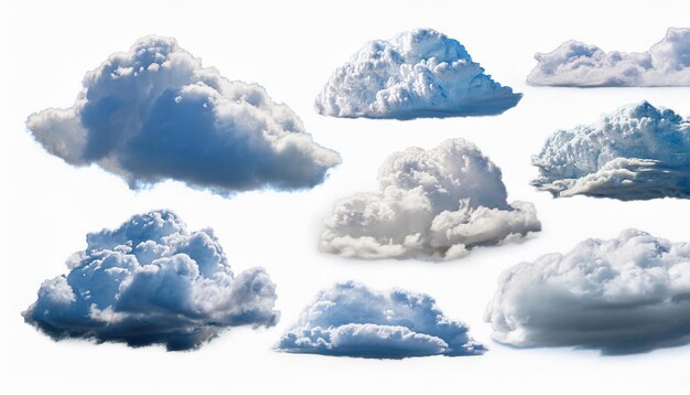 Photo white fluffy clouds isolated on white background