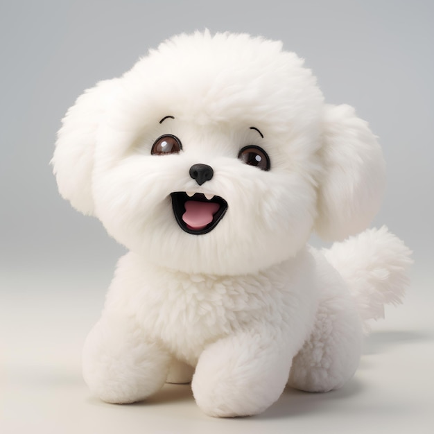 a white fluffy dog with a big smile on its face