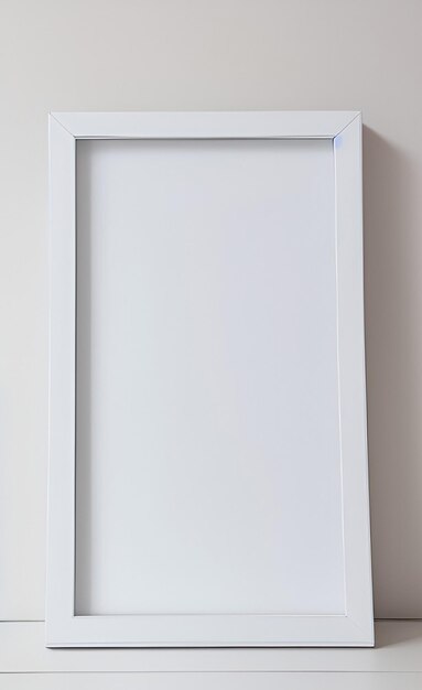 A white frame against a white wall with the word art on it.