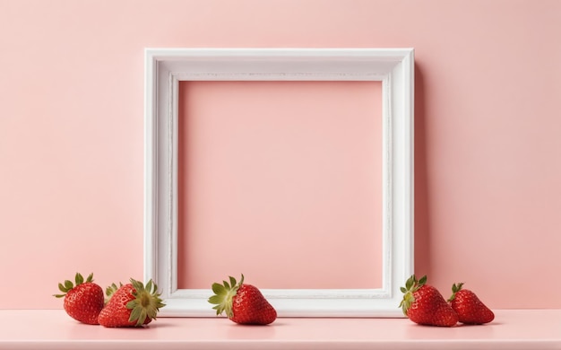 white frame mockup with strawberries