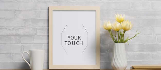 White Frame Mockup with Vase of Flowers