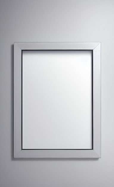 A white frame on a wall with the word art on it.