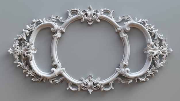 a white frame with a silver frame that says antique