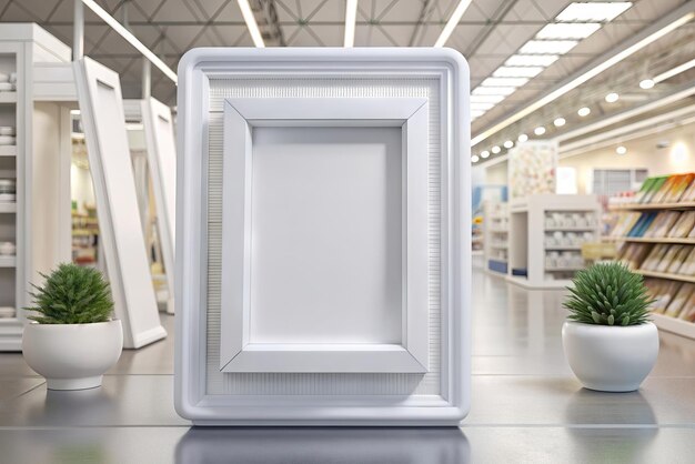 Photo a white frame with a white frame on the front