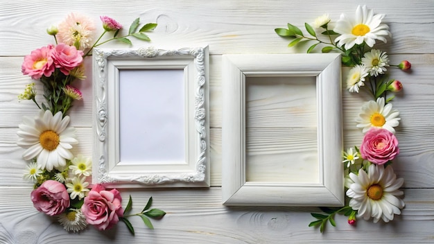 a white framed picture of a frame with a pink roses on the top