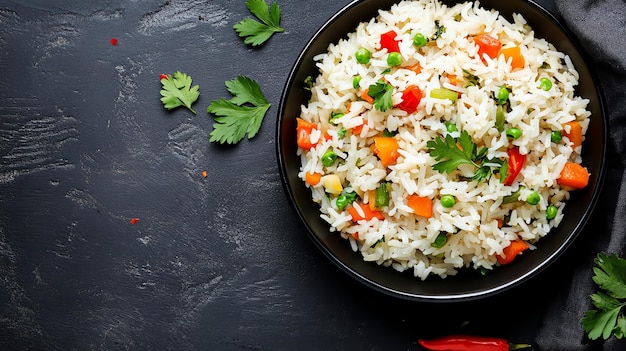 Photo white fried rice with vegetables