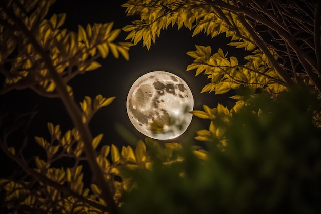 a white full moon with black color in the background