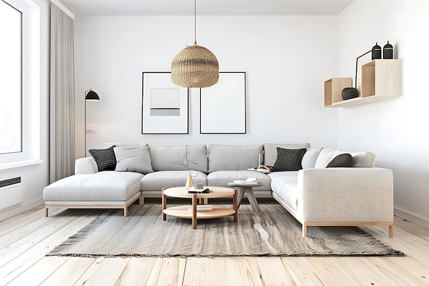 White Furniture Living Room With Large Window