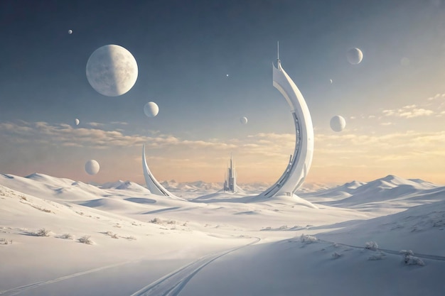 White future alien world scene