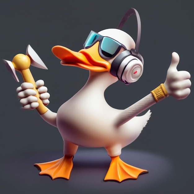 white gamer duck maybe with sunglasses giving a thumbs up kind