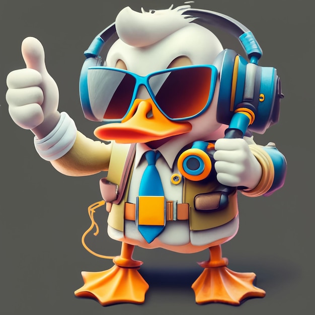 white gamer duck maybe with sunglasses giving a thumbs up kind