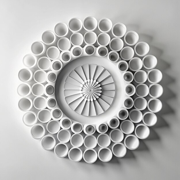 Photo white geometric circle sculptures