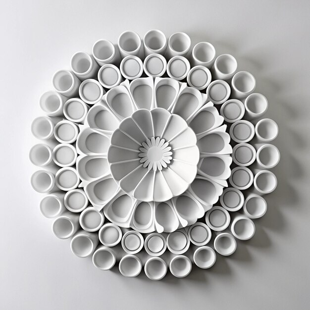 Photo white geometric circle sculptures