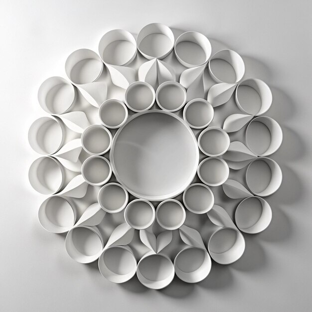 Photo white geometric circle sculptures