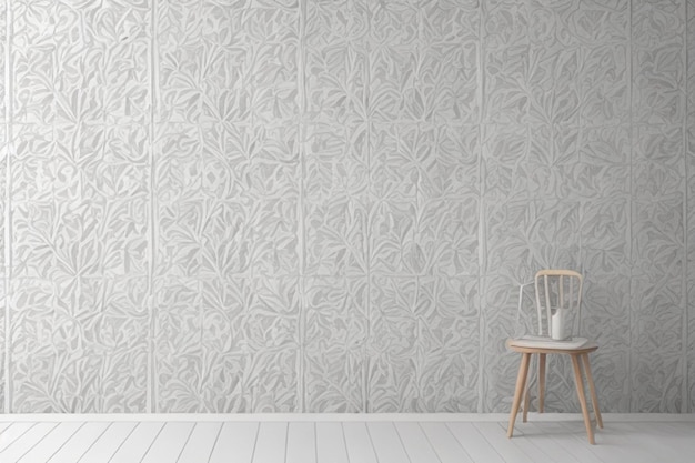 White geometric floral leaves 3d tiles wall texture background banner panorama Generative AI