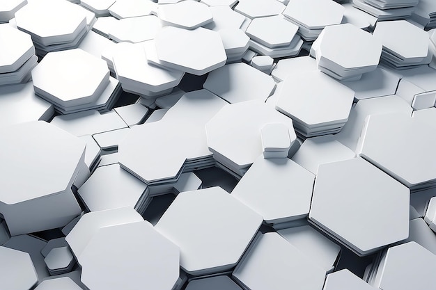 Photo white geometric hexagon abstract background 3d render