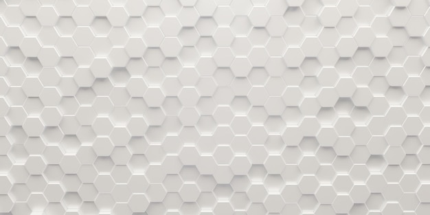 White geometric hexagonal abstract background Surface polygonal pattern with glowing hexagons