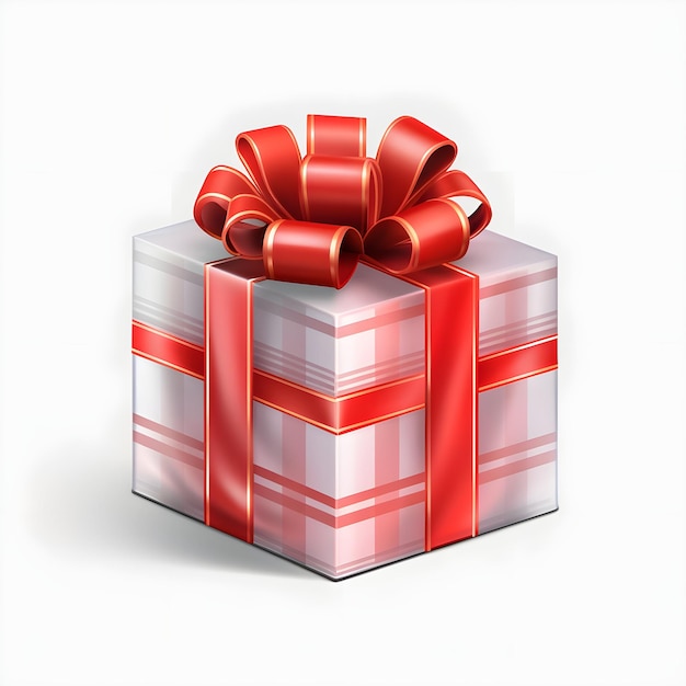 white Gift 3d boxes with red ribbon with white background