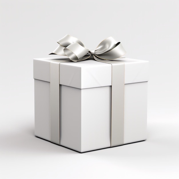 white gift box mockup with bowAI generated