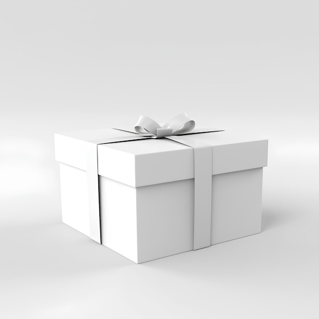 Photo white gift box with bow on white background 3d rendering