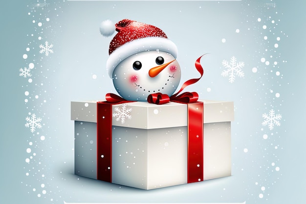 White gift box with a snowman in it gift box idea