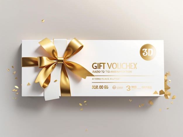 White Gift Voucher with Gold Ribbon and Bow Design