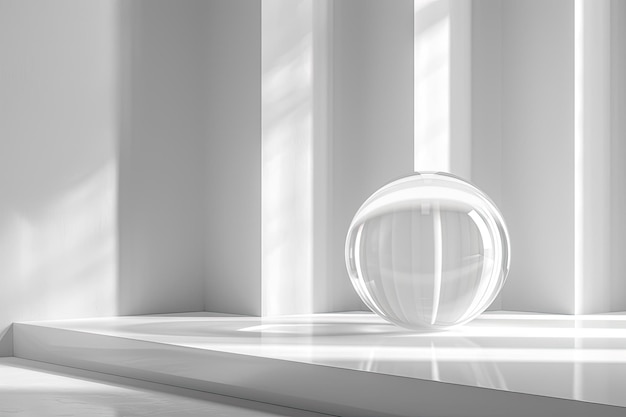 white glass abstract geometric shape Modern 3D rendered form