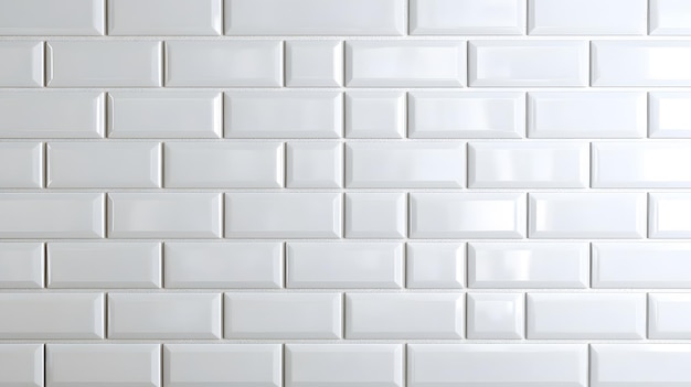 Photo white glossy subway tile wall