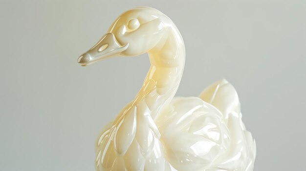 A white glossy swan sculpture