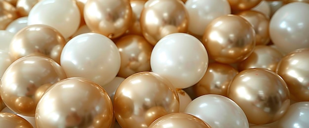 White and Gold Balloons Background