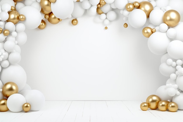 white and gold Christmas background Festive ornaments glass balls wrapped gift boxes and spruce twigs Xmas wallpaper Traditional holiday greeting card template