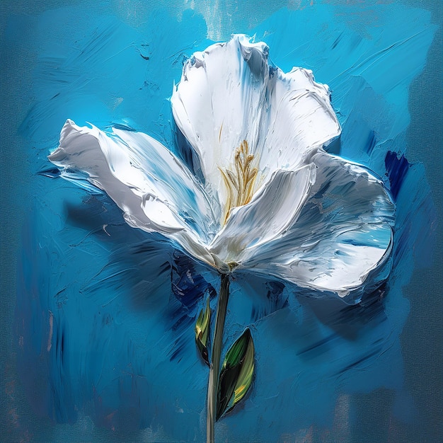 White and gold flowers Painting images Generative AI