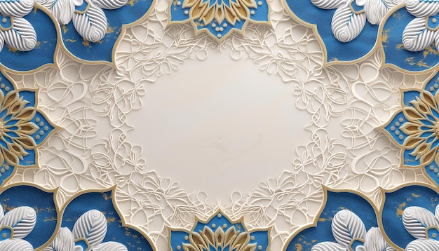 a white and gold frame with a gold flower on it