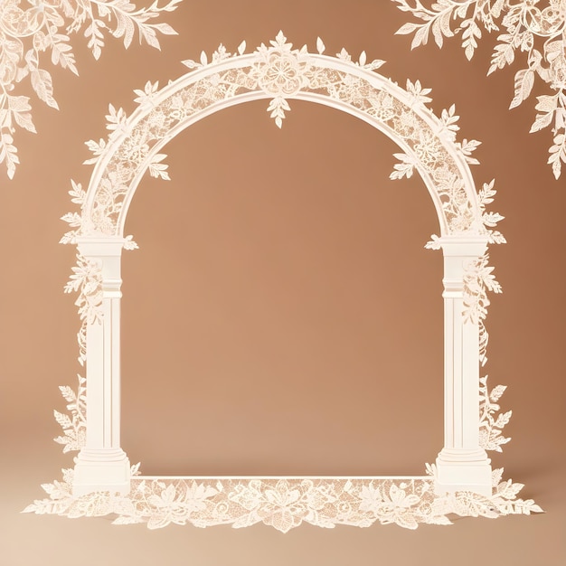 Photo a white and gold frame with a picture of a arch and a frame with a white and gold design