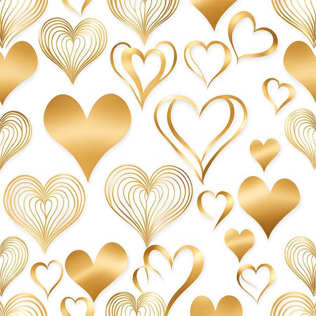 White amp Gold Heart Valentines Background