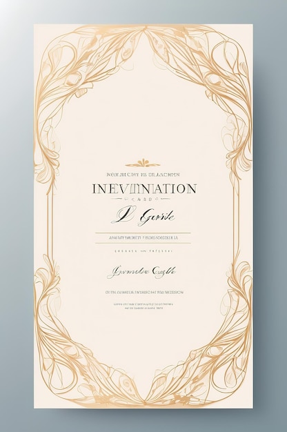 Photo a white and gold invitation with a gold design on the front