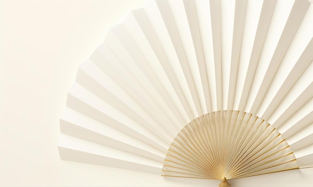 a white and gold paper fan background