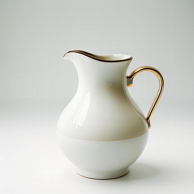 Photo a white and gold pitcher with a handle that says  glas  on it