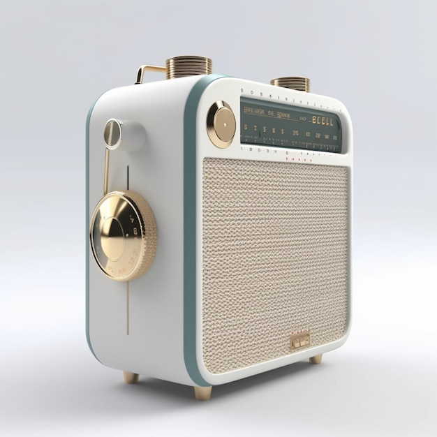 A white and gold radio with the number 2 on the front.